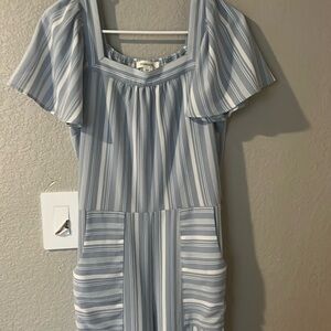 Monteau romper with blue and white stripes